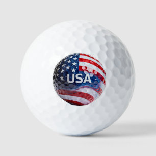 Patriotischer USA-Flaggen-Golfball Makro Amerika Golfball