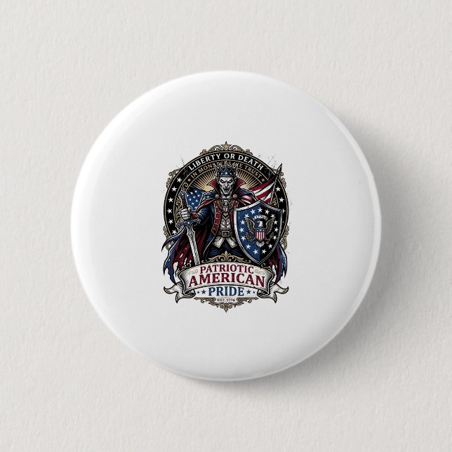 Patriotischer Vampir Freiheits Herr Horror Monster Button (Vorderseite)