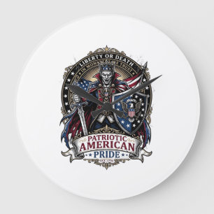 Patriotischer Vampir Freiheits Herr Horror Monster Große Wanduhr