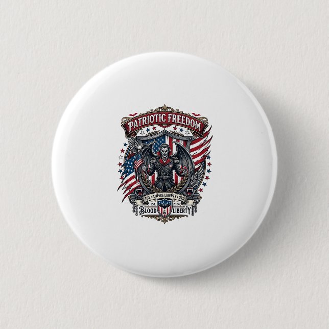 Patriotischer Vampir Freiheitslord Horror Monster  Button (Vorderseite)