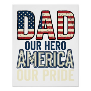 Patriotischer Vater Unser Held Vintage-Vater-Shirt Poster