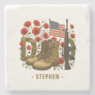 Patriotischer Vater - USA-Flagge mit Kampfstiefeln Steinuntersetzer