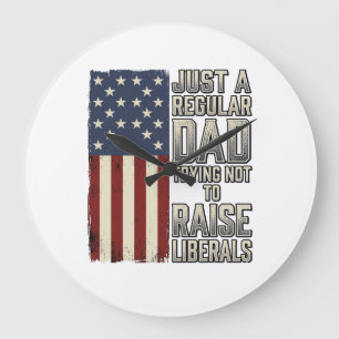 Patriotischer Vater Vintage-Flagge-Zitat-Shirt-Des Große Wanduhr