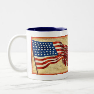 Patriotischer Vintage-Amerikanischer-Flagge-Kaffee Zweifarbige Tasse