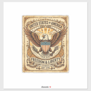 Patriotischer Vintage-Weißkopfseeadler abgenutzt Aufkleber