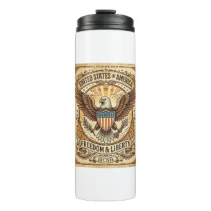 Patriotischer Vintage-Weißkopfseeadler abgenutzt Thermosbecher