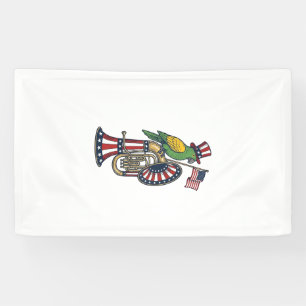 Patriotischer Vogel Vintage-Stich Musik-Shirt-Desi Banner
