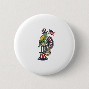 Patriotischer Vogel Vintage-Stich Musik-Shirt-Desi Button