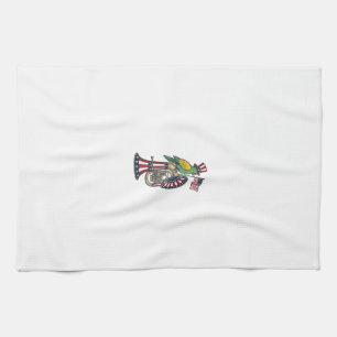 Patriotischer Vogel Vintage-Stich Musik-Shirt-Desi Geschirrtuch