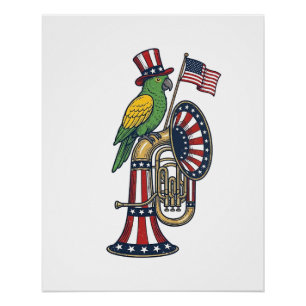 Patriotischer Vogel Vintage-Stich Musik-Shirt-Desi Poster