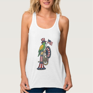 Patriotischer Vogel Vintage-Stich Musik-Shirt-Desi Tank Top