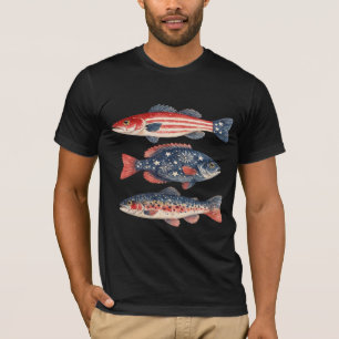 Patriotischer Vorzeigefisch-Americana-Angel-Grafik T-Shirt