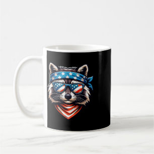 Patriotischer Waschbär 4. Juli Amerikanische Flagg Kaffeetasse