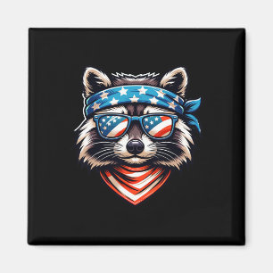 Patriotischer Waschbär 4. Juli Amerikanische Flagg Magnet