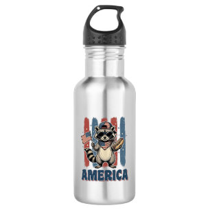 Patriotischer Waschbär Amerika Vintage-Shirt-Desig Edelstahlflasche