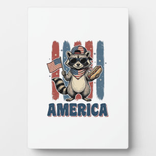 Patriotischer Waschbär Amerika Vintage-Shirt-Desig Fotoplatte