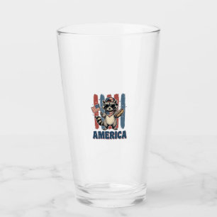 Patriotischer Waschbär Amerika Vintage-Shirt-Desig Glas