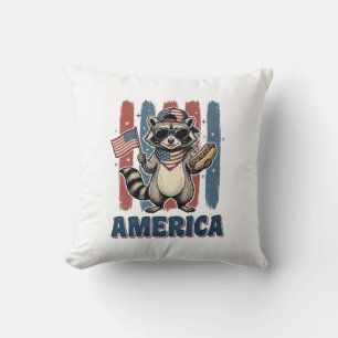 Patriotischer Waschbär Amerika Vintage-Shirt-Desig Kissen