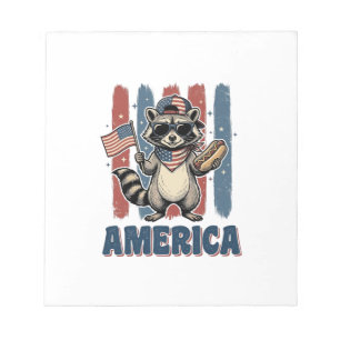Patriotischer Waschbär Amerika Vintage-Shirt-Desig Notizblock