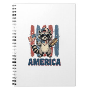 Patriotischer Waschbär Amerika Vintage-Shirt-Desig Notizblock