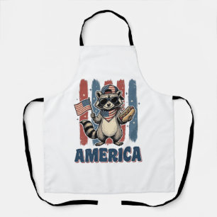 Patriotischer Waschbär Amerika Vintage-Shirt-Desig Schürze