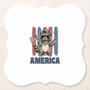 Patriotischer Waschbär Amerika Vintage-Shirt-Desig Untersetzer