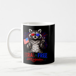 Patriotischer Waschbär Wild und Frei 250. Kaffeetasse