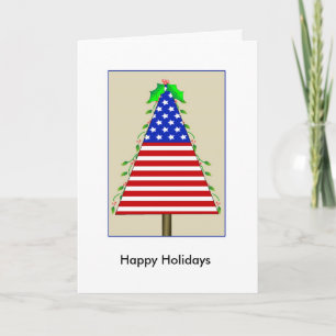 Patriotischer Weihnachtsbaum Holly, glücklicher Ur Feiertagskarte