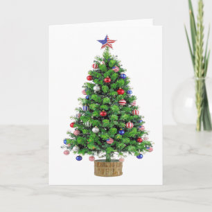 Patriotischer Weihnachtsbaum rot weiß blau USA Sto Feiertagskarte