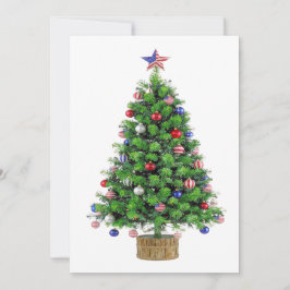 Patriotischer Weihnachtsbaum rot weiß blau USA Sto Feiertagskarte