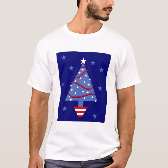 Patriotischer Weihnachtsbaum T-Shirt (Vorderseite)