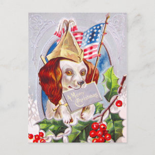 Patriotischer Weihnachtshund Feiertagspostkarte