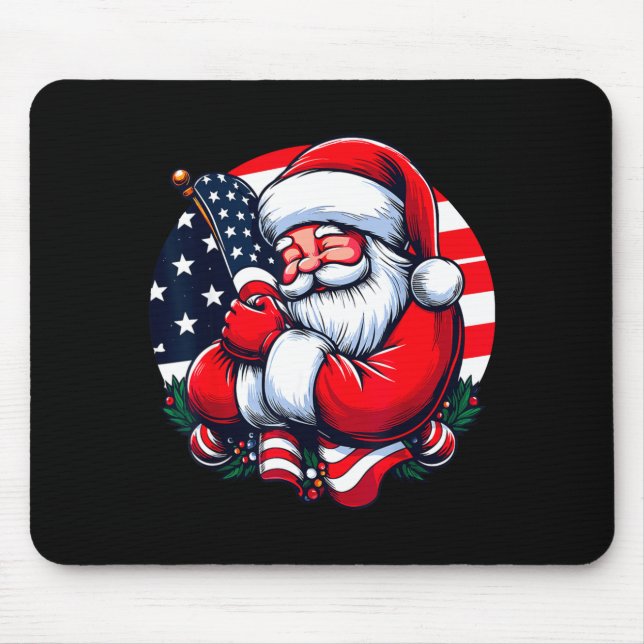 Patriotischer Weihnachtsmann Männer Frauen USA-Fla Mousepad (Vorne)