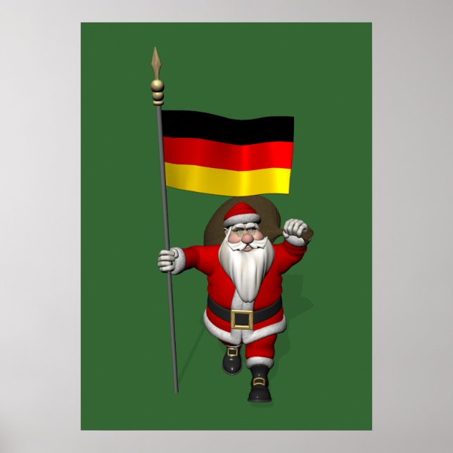 Patriotischer Weihnachtsmann mit deutschem Abschlu Poster (Vorne)