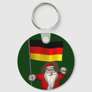 Patriotischer Weihnachtsmann mit deutschem Abschlu Schlüsselanhänger