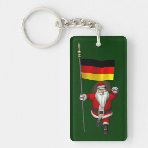 Patriotischer Weihnachtsmann mit deutschem Abschlu Schlüsselanhänger