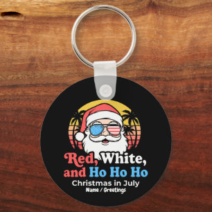 Patriotischer Weihnachtsmann Rot, Weiß & Ho Weihna Schlüsselanhänger