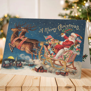 Patriotischer Weihnachtsmann Weihnachtskarte Feiertagskarte