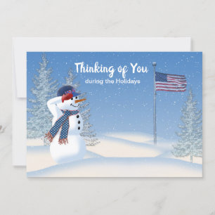 Patriotischer Weihnachtsschneemann Saluting, Karte
