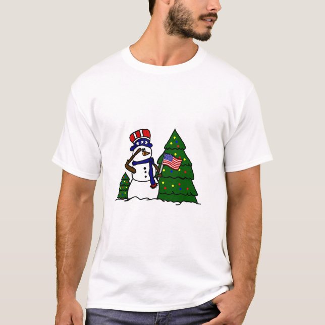 Patriotischer Weihnachtssnowman-T - Shirt (Vorderseite)