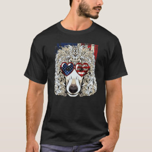Patriotischer Weißer Pudel 4. Juli Hund Amerikanis T-Shirt