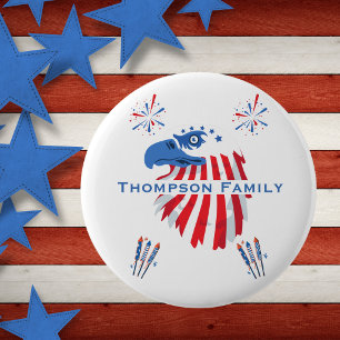 Patriotischer Weißkopfseeadler Amerika 250. 4. Jul Button