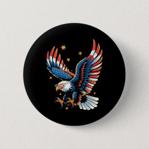 Patriotischer Weißkopfseeadler Amerikanische Flagg Button