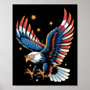 Patriotischer Weißkopfseeadler Amerikanische Flagg Poster