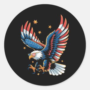 Patriotischer Weißkopfseeadler Amerikanische Flagg Runder Aufkleber