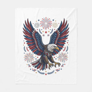 Patriotischer Weißkopfseeadler Feuerwerk Vintage V Fleecedecke