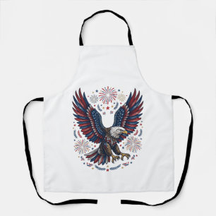 Patriotischer Weißkopfseeadler Feuerwerk Vintage V Schürze