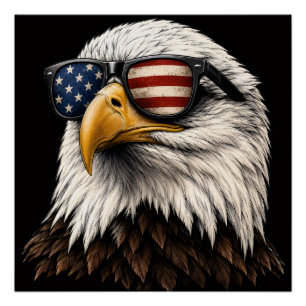 Patriotischer Weißkopfseeadler mit amerikanischer  Poster