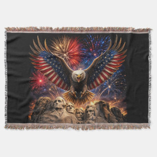 Patriotischer Weißkopfseeadler Mount Rushmore Feue Decke