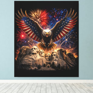 Patriotischer Weißkopfseeadler Mount Rushmore Feue Leinwanddruck